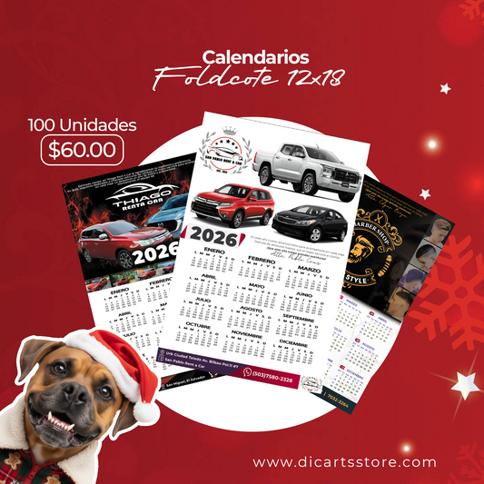 100 Calendarios 2026 foldcote 12x18