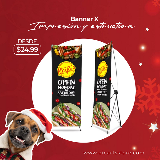 Impresión de Banner + Estructura X (Araña)